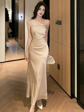 BXOXO Elegant One Shoulder Mermaid Dress for Women Spring Summer Swinging Collar Sleeveless Long Vestidos Evening Party Midi Dresses